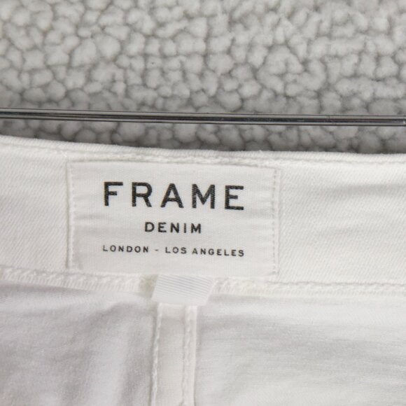 Frame Jeans Womens 32 White Le High Straight Blanc Cropped Stretch - Picture 8 of 12